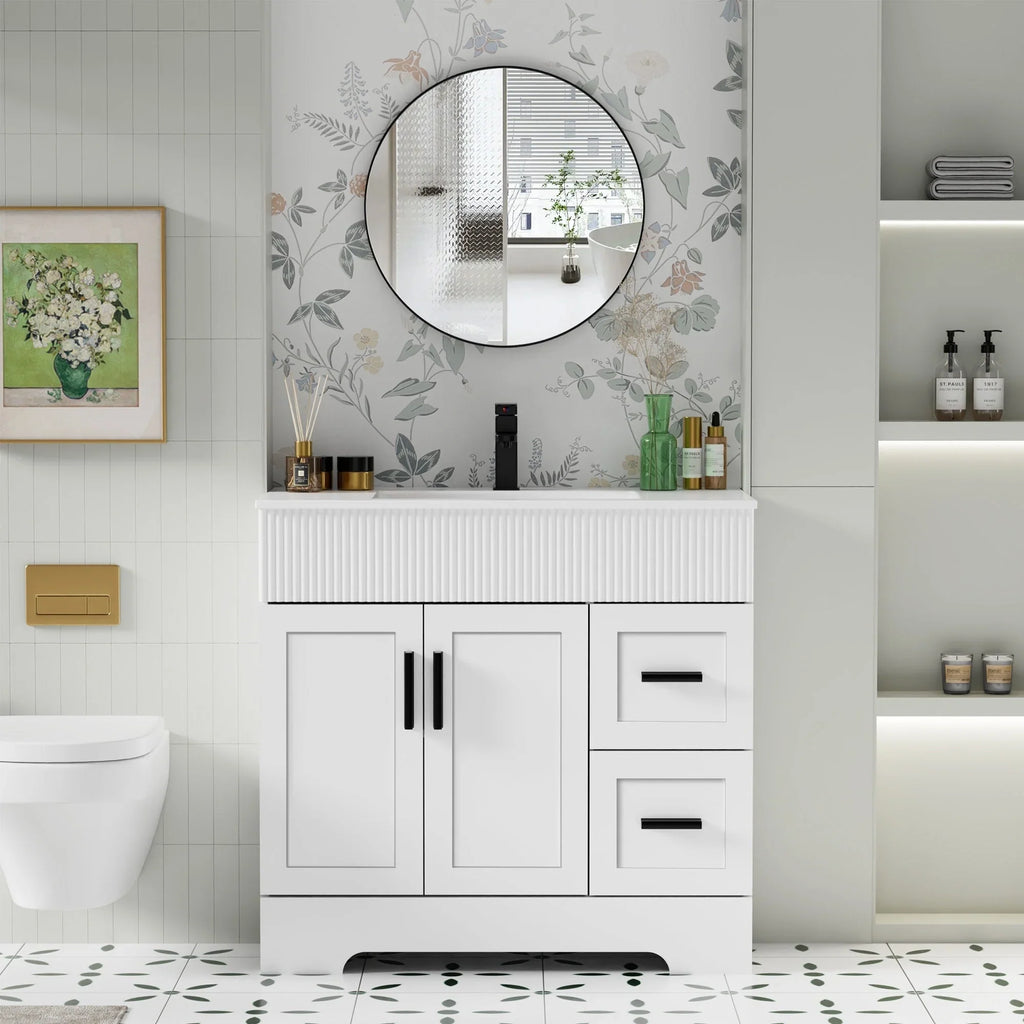Mobile bagno 30/36/48 Wavy Line con lavabo e rubinetto