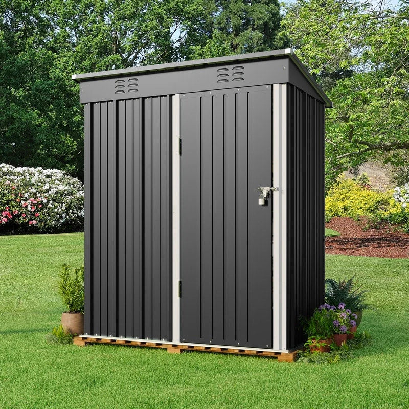 Casetta da Giardino in Metallo per Attrezzi da Esterno con Porta Lucchettabile per Mobili da Giardino e Attrezzi
