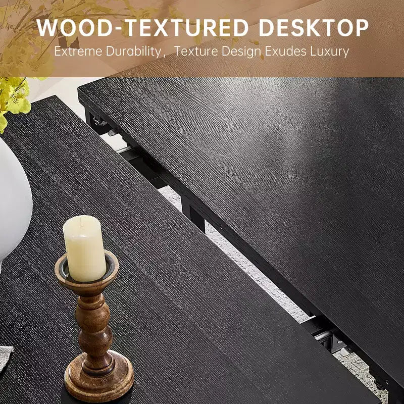 Set da Pranzo Moderno - Tavolo 80" + 6 Sedie Imbottite, Struttura in Legno Massello, Capacità Tavolo 400 libbre, Facile Montaggio