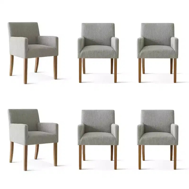 Set di 6 sedie da pranzo imbottite con braccioli, poltrone moderne in lino con gambe in legno, sedie occasionali per sala da pranzo, soggiorno - Panipeachy