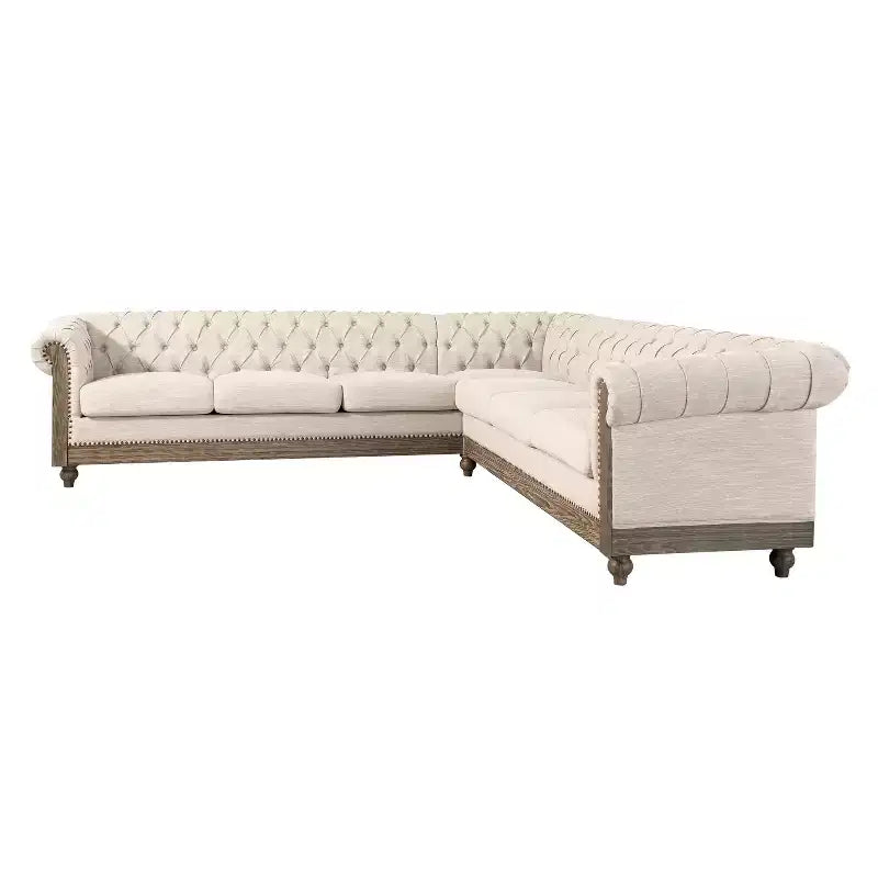 Divano componibile Mirod Large Retro con gambe in legno, comodo design modulare per salotto, soggiorno e spazi familiari