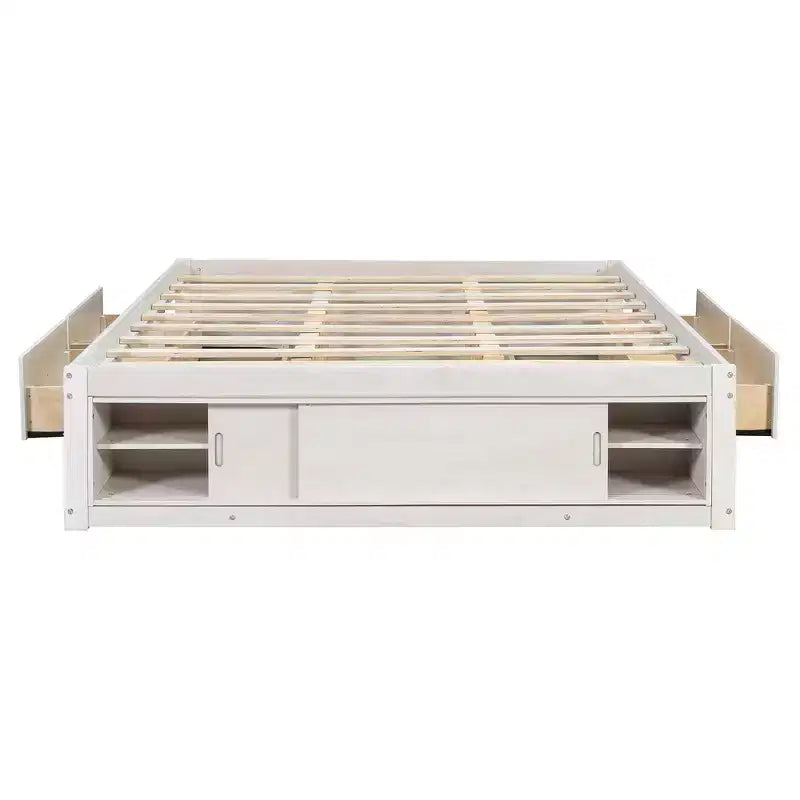 Struttura letto a piattaforma Whisen Queen con 4 cassetti e contenitore nella pediera