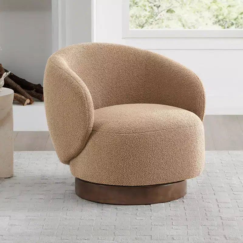 Poltrona a botte girevole imbottita Spruce&Spring con base in legno