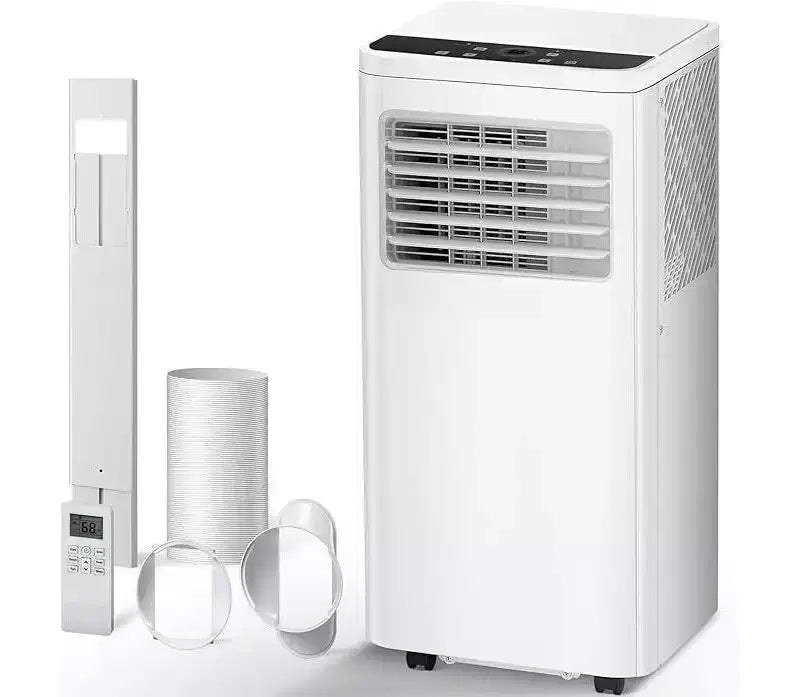 Condizionatore Portatile da 8.000 BTU, Unità 3-in-1 con 4 Modalità, Timer, Display LED, Telecomando e Kit di Installazione, per Camera da Letto/Soggiorno/Ufficio, Bianco.