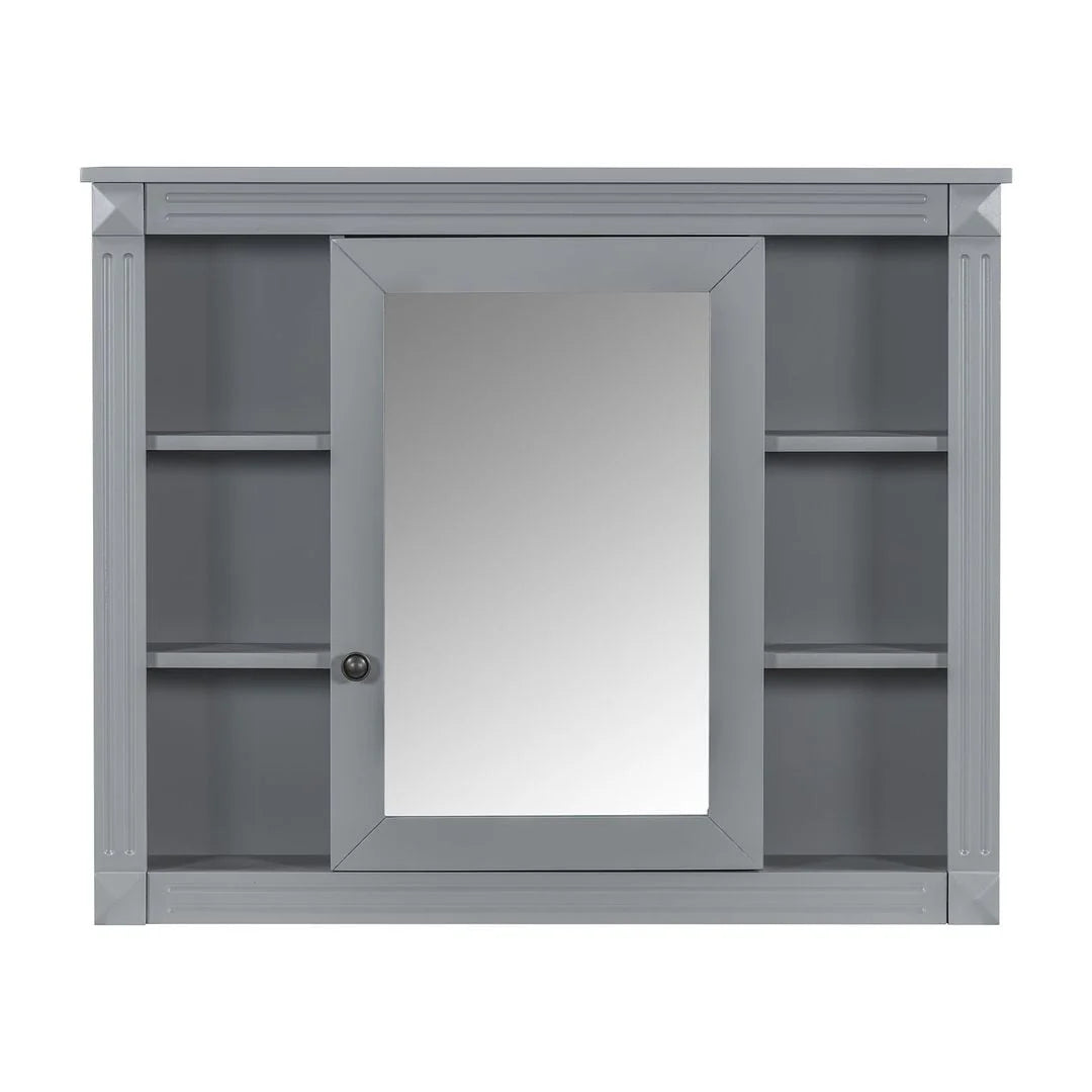 Mobile Bagno Moderno da 90cm con Lavabo Integrato e Specchiera, 2 Ante e 2 Cassetti