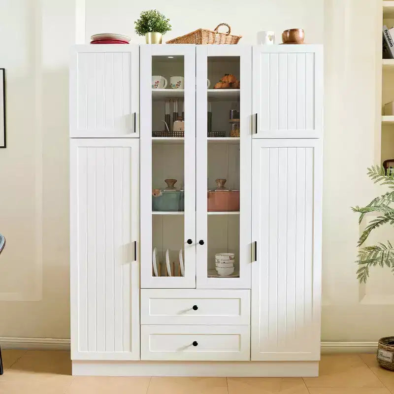 Dispensa da Cucina Autoportante Whisen 71''H, Grande Armadio Contenitore per Sala da Pranzo con 6 Ante, Ripiani Regolabili