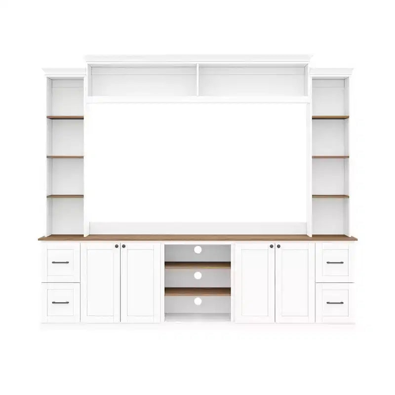 ModernLuxe Mobile TV da Parete 4 in 1 per Stile Rustico, Adatto a TV Fino a 70 Pollici, Consolle Multimediale con Ripiani Regolabili e Cassetti