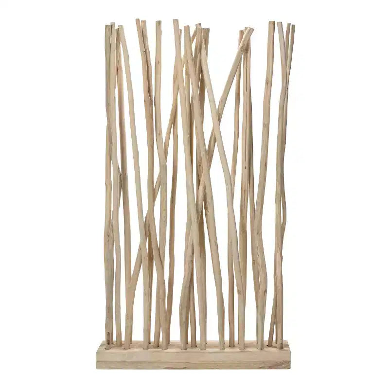 JONATHAN Y Tranquil 39W x 68H Divisorio per ambienti in pannello singolo con rami di teak costieri bohémien realizzati a mano
