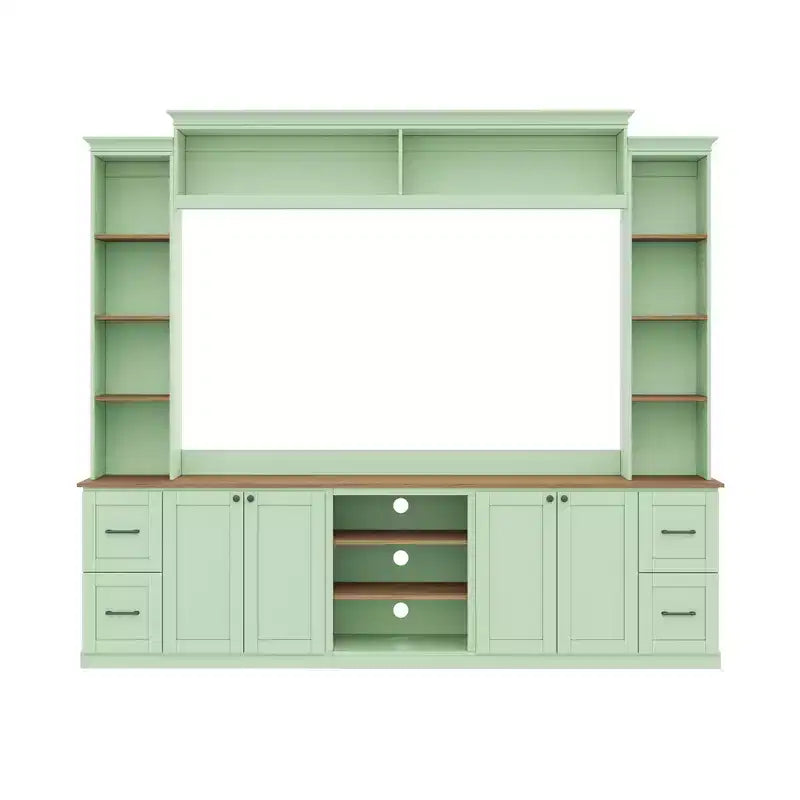 ModernLuxe Mobile TV da Parete 4 in 1 per Stile Rustico, Adatto a TV Fino a 70 Pollici, Consolle Multimediale con Ripiani Regolabili e Cassetti