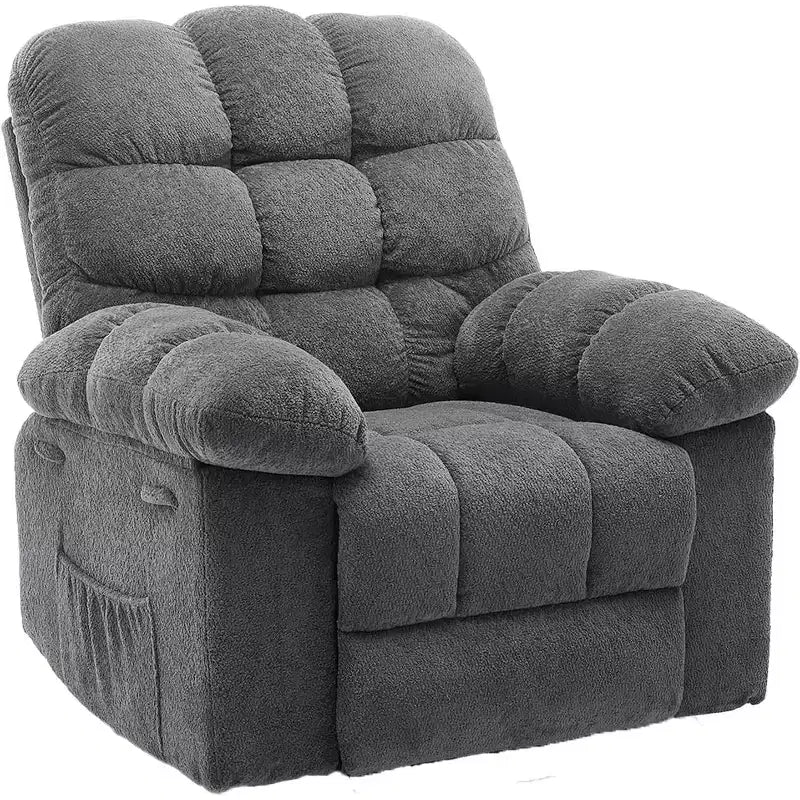 Fauteuil inclinable manuel, fauteuil inclinable ergonomique en tissu respirant avec poches latérales, canapé individuel, adapté au salon et à la chambre à coucher
