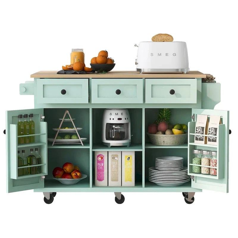 Carrello da Cucina su Ruote Portatile con Contenitore