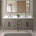 Mobile lavabo doppio Vanity Art 72 per bagno con piano in marmo composito