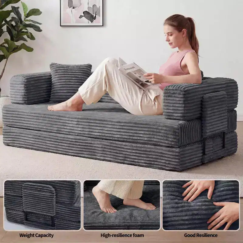 80.7 Divano Letto Trasformabile 5 in 1 鈥?Velluto a Coste, 544 kg, Nessun Montaggio