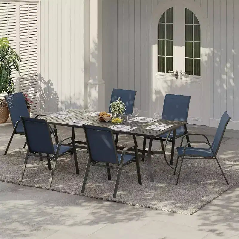 Sedie da patio, Set di 4/6 sedie da pranzo impilabili per esterni in textilene leggero per tutte le stagioni con braccioli per giardino, bordo piscina