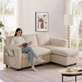 Divano Letto Estraibile 2 in 1 Dyonery con Chaise Longue Contenitore e USB, Divano Angolare in Velluto a Coste per Soggiorno