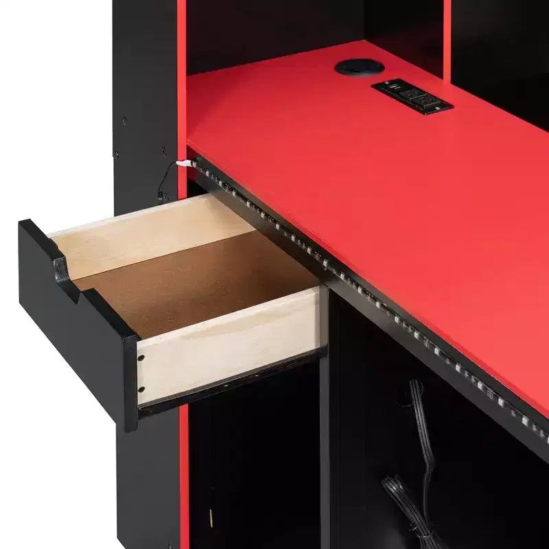 Daybed da gioco completo/queen size con testiera libreria, luci LED, scrivania integrata, cassetti e stazione di ricarica