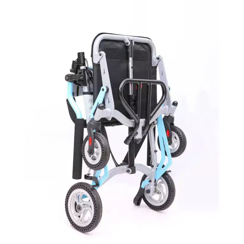 Sedia a rotelle da trasporto per anziani ultraleggera, sedia da trasporto pieghevole portatile leggera, con freno a mano bloccabile, braccioli ribaltabili rimovibili