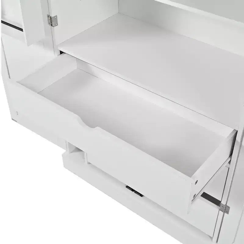 Dispensa da cucina indipendente 77H, armadio contenitore in stile rustico con ripiani regolabili, ripiani sulla porta, cassetti e portabottiglie - ModernLuxe