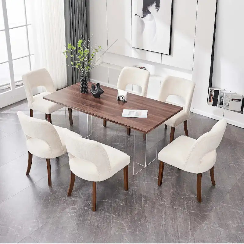 Set di 4 sedie da pranzo imbottite in tessuto