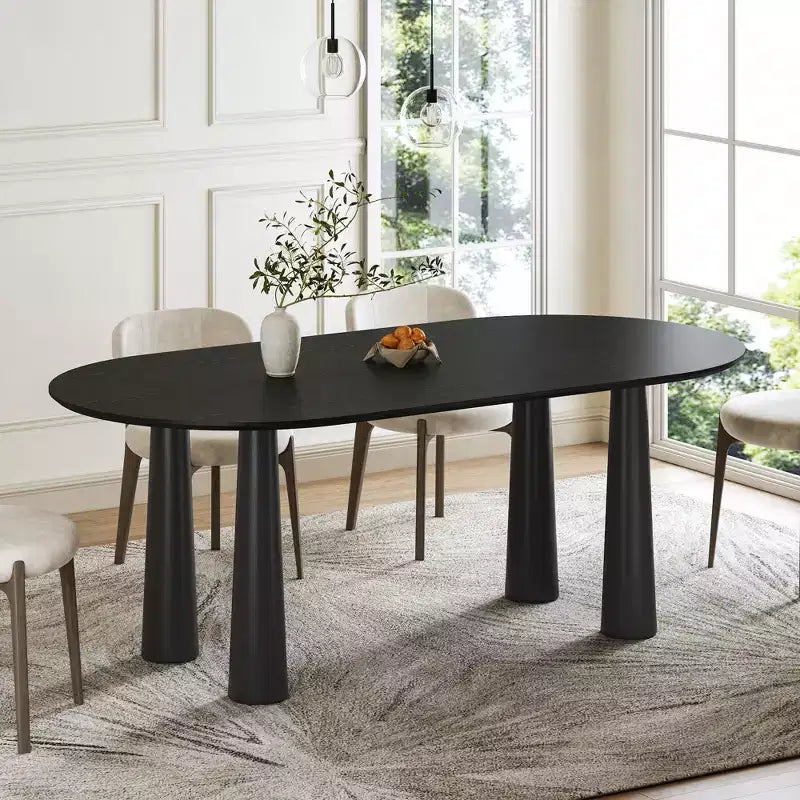 Tavolo da pranzo ovale in legno Dovelina 67 con 4 gambe, tavolo da cucina moderno per 6 persone