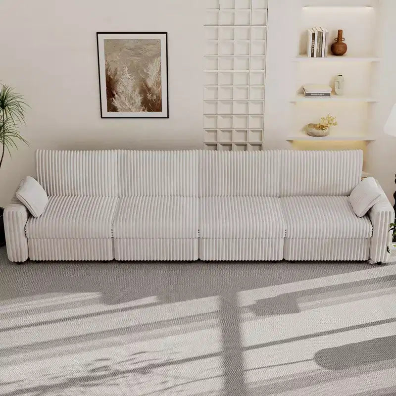 Canapé d'angle modulaire en velours côtelé Dyonery avec housses lavables