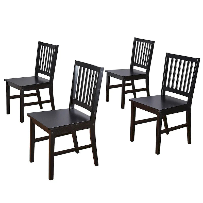 Set di 4 sedie da pranzo con schienale a doghe in legno massello, struttura robusta, design classico, facile montaggio
