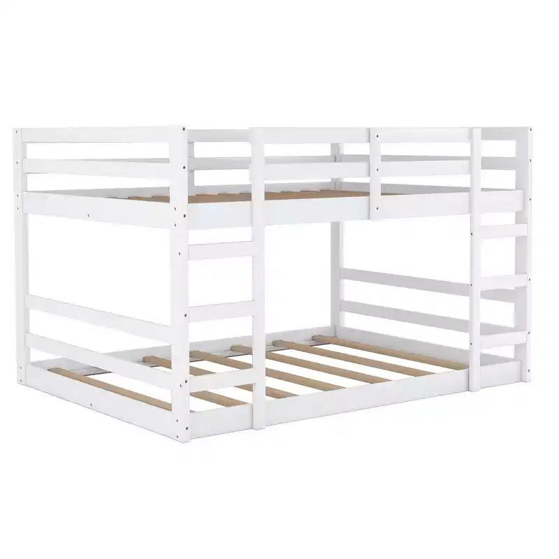 Letto a castello basso, letto a castello in legno con scaletta, letto a castello con sponde di sicurezza complete