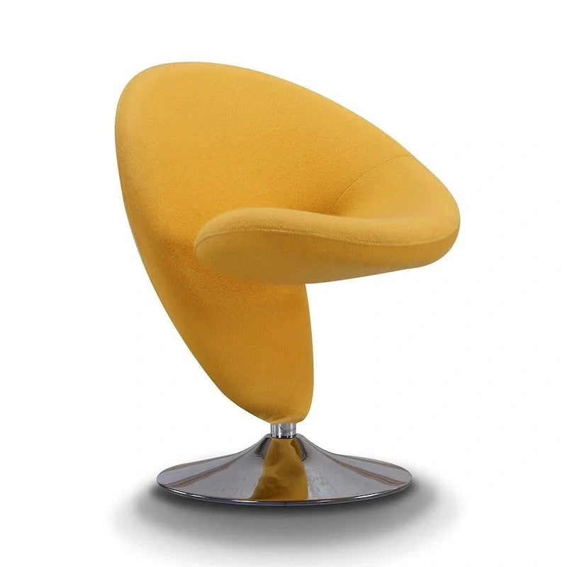 Poltrona girevole accent Curl Chrome di Manhattan Comfort in misto lana (Set di 2)