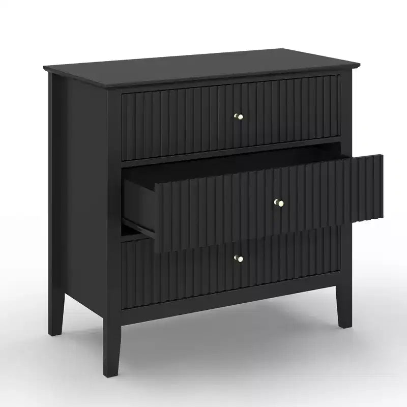 Cassettiera Heynemo a 3 Cassetti, Comodino in Legno Verniciato Alto 76 cm con Contenitore, Ampio Cassettone Moderno con Guide a Sfera