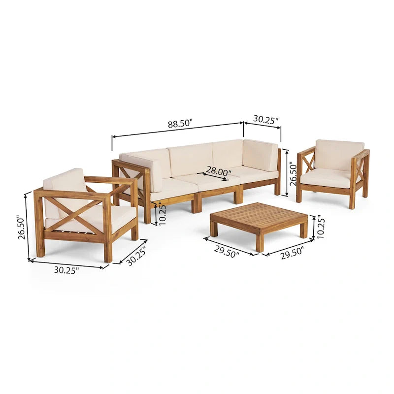 Set da conversazione Brava Outdoor a 6 pezzi in legno di acacia di Christopher Knight Home