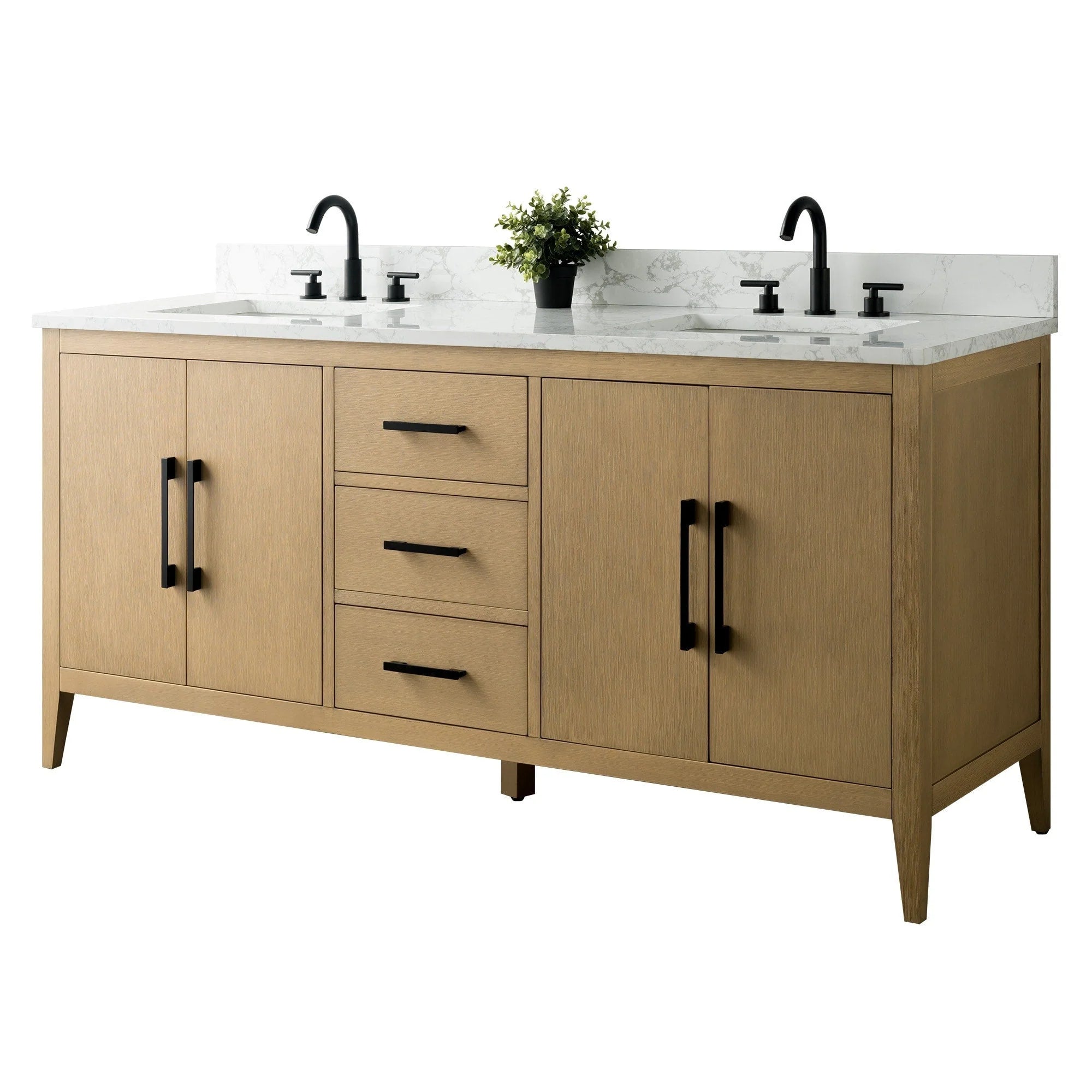 Mobile lavabo doppio Vanity Art 72 per bagno con piano in marmo composito