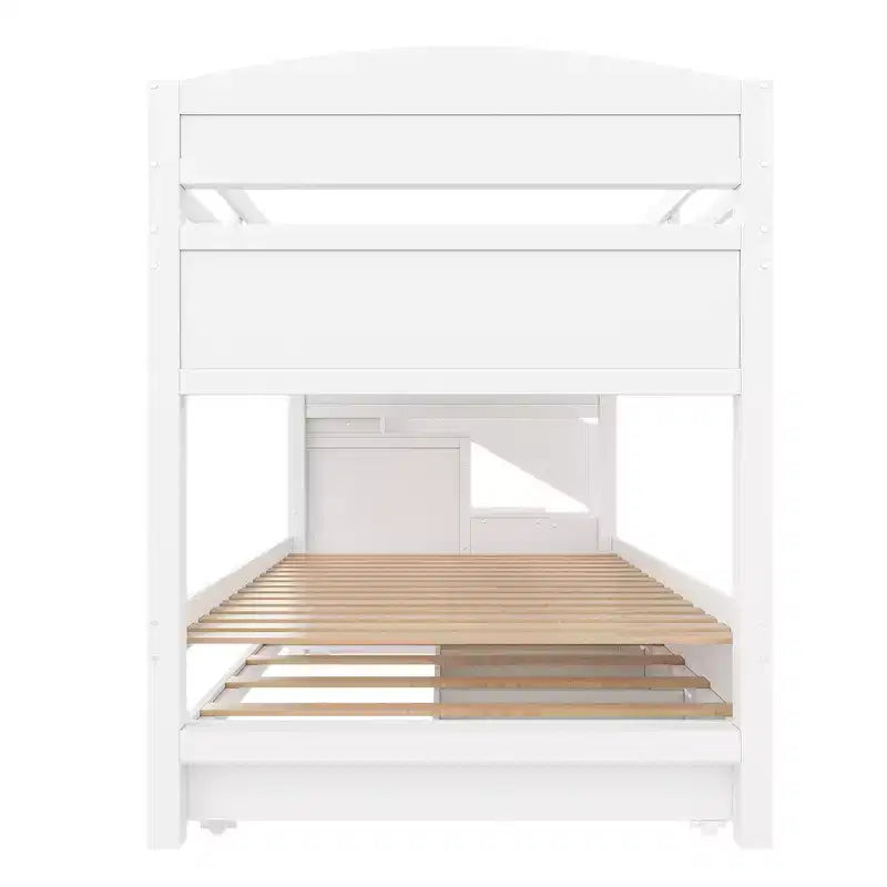Whisen Letto a castello Twin XL con rotelle estraibili, letto a castello con contenitore, letto a castello in legno massello, scala con contenitore, armadio, 3 cassetti, per bambini