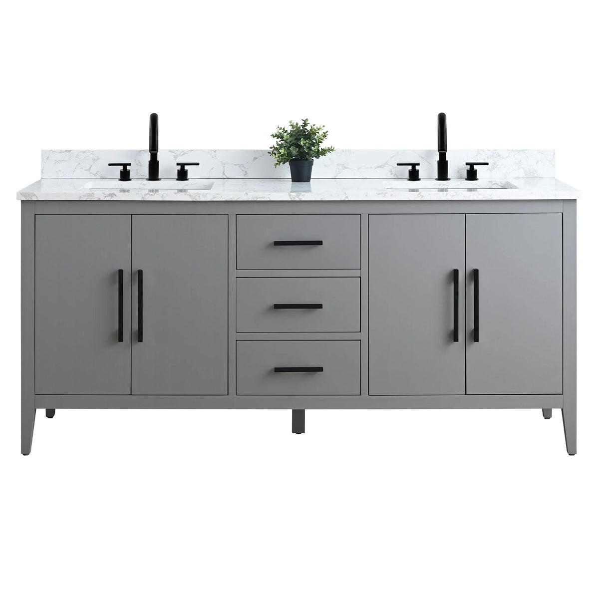 Mobile lavabo doppio Vanity Art 72 per bagno con piano in marmo composito