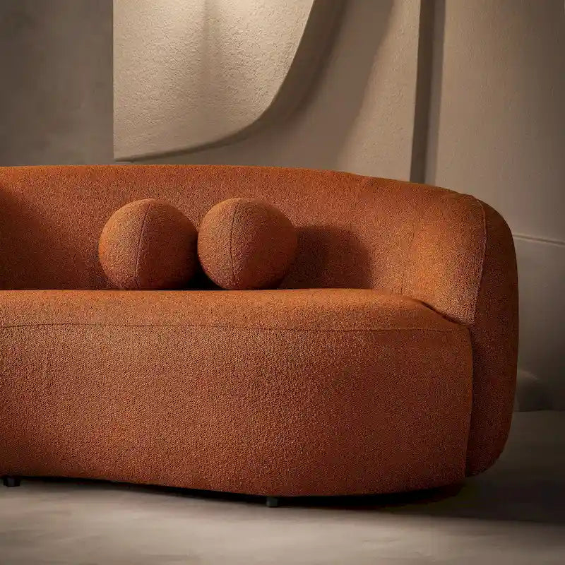 Divano curvo Blaine in tessuto Bouclé di lusso, stile giapponese moderno