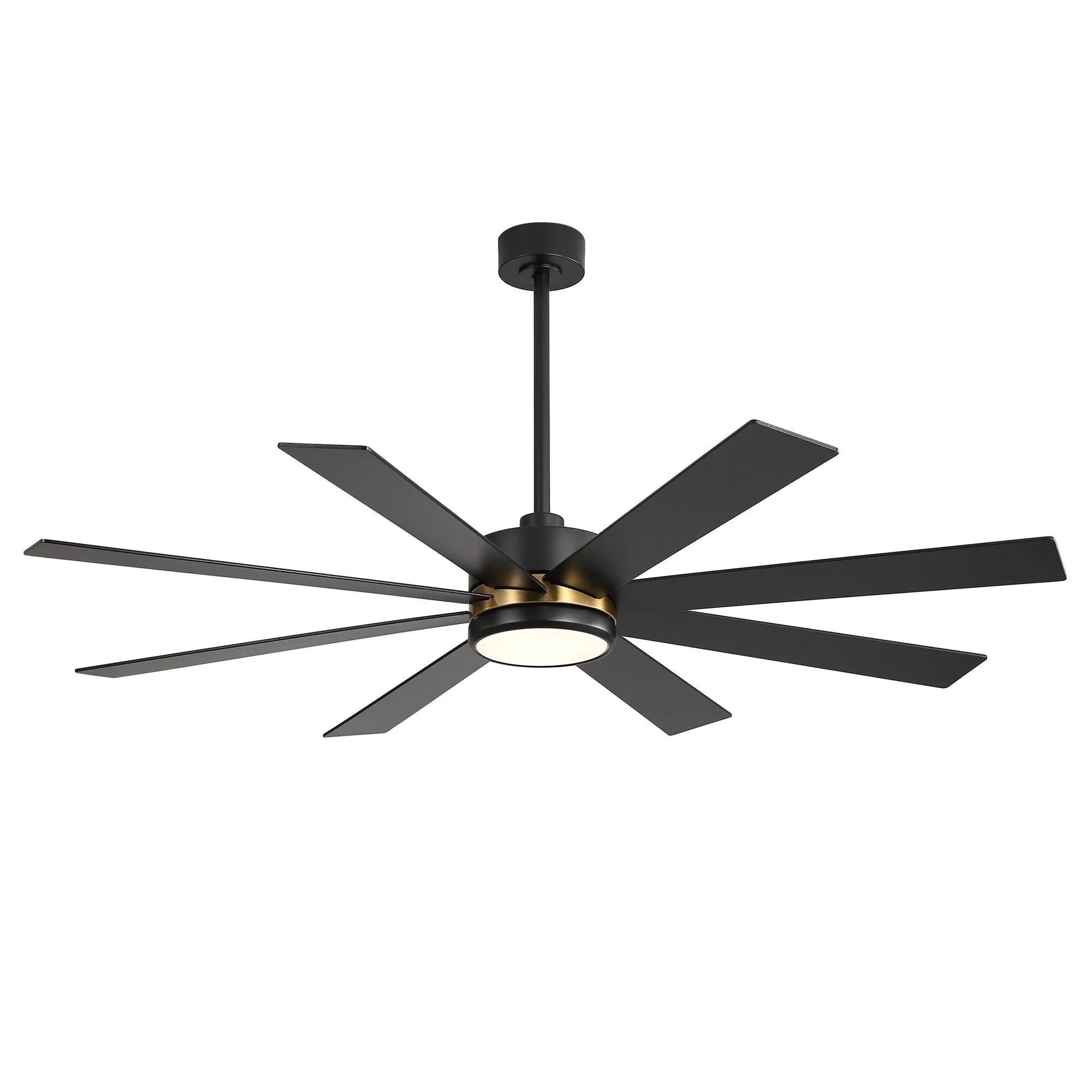 Ventilatore da soffitto nero da 65 pollici a 8 pale con luce LED e telecomando
