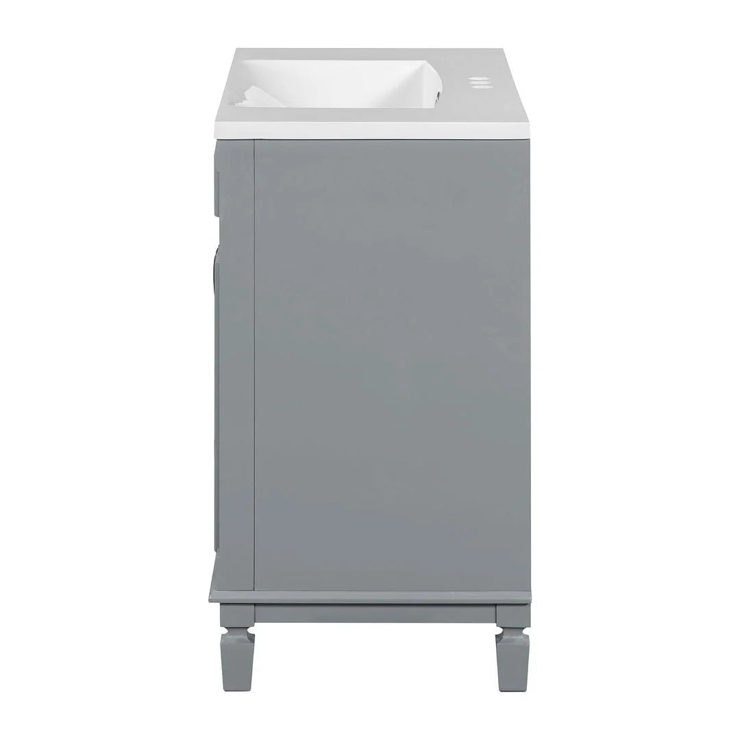 Mobile Bagno Moderno da 90cm con Lavabo Integrato e Specchiera, 2 Ante e 2 Cassetti