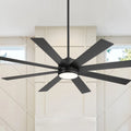 Ventilatore da soffitto nero da 65 pollici a 8 pale con luce LED e telecomando