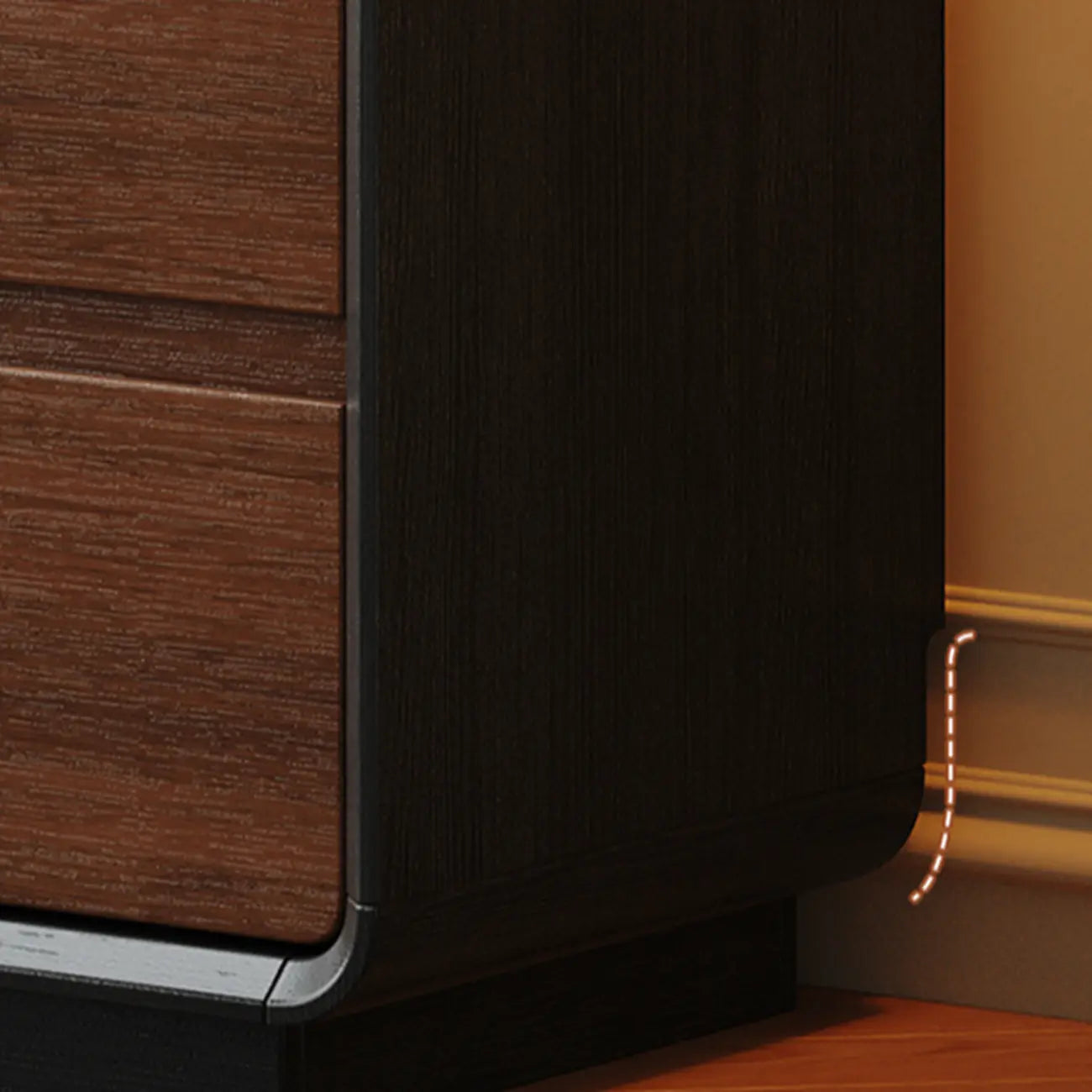 Cassettiera in legno ispirata all'Art Déco con intagli geometrici