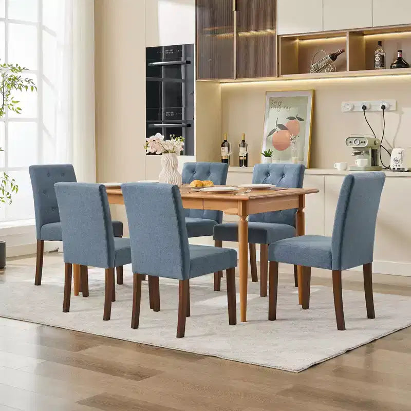 Lot de 6 / 4 chaises de salle à manger Parsons capitonnées - Chaises de cuisine en tissu rembourrées avec pieds en bois et sièges rembourrés - Meubles de salon et de cuisine