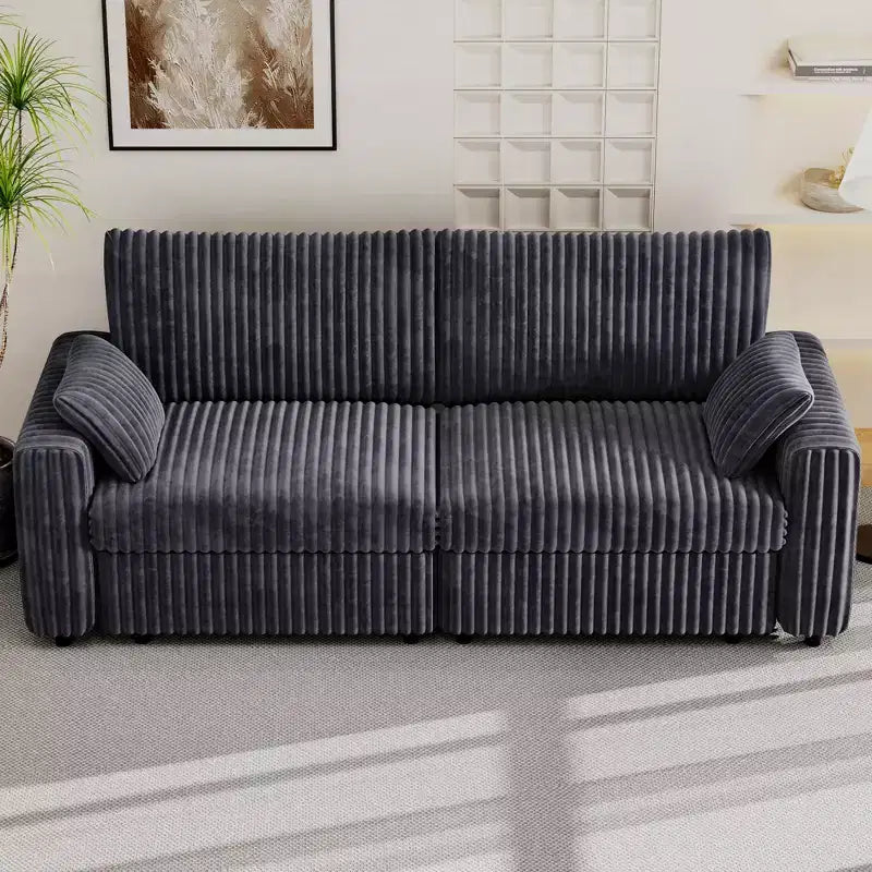 Canapé d'angle modulaire en velours côtelé Dyonery avec housses lavables