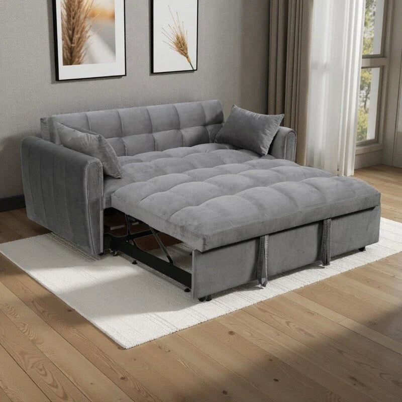 64,96 Velvet Divano Letto Convertibile 3-in-1 con Schienale Regolabile, Tasca Portaoggetti e Capacità di Carico di 227 kg