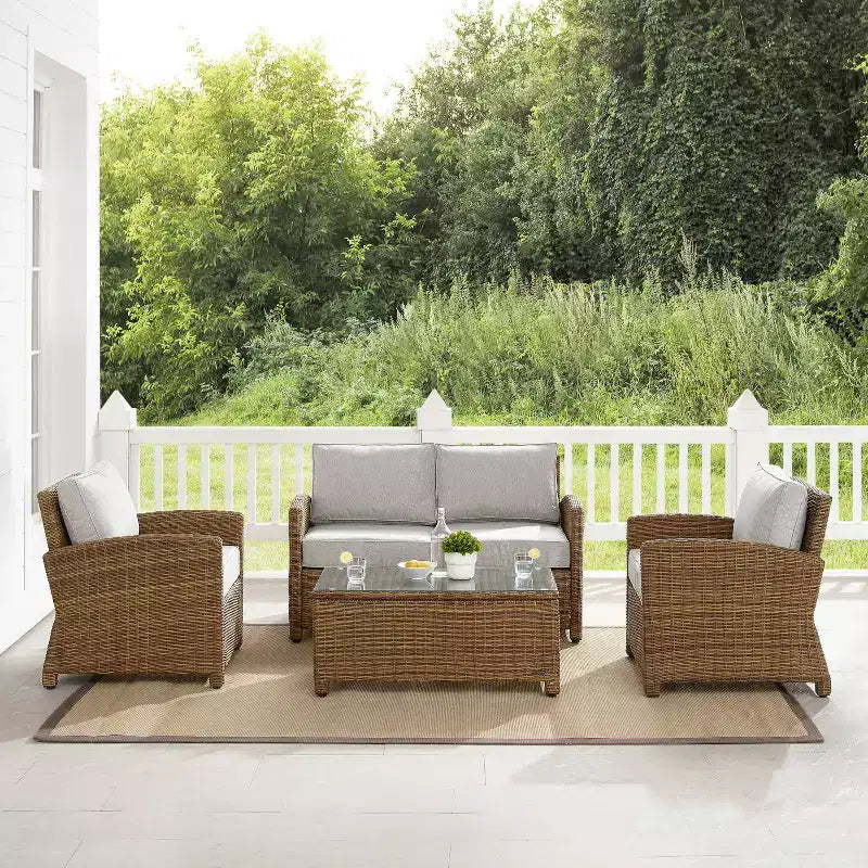 Set conversazione da esterno in vimini Bradenton 4 pezzi - Crosley