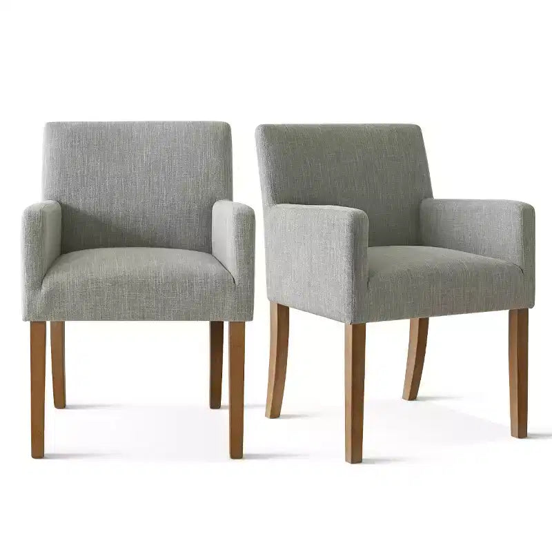 Set di 6 sedie da pranzo imbottite con braccioli, poltrone moderne in lino con gambe in legno, sedie occasionali per sala da pranzo, soggiorno - Panipeachy