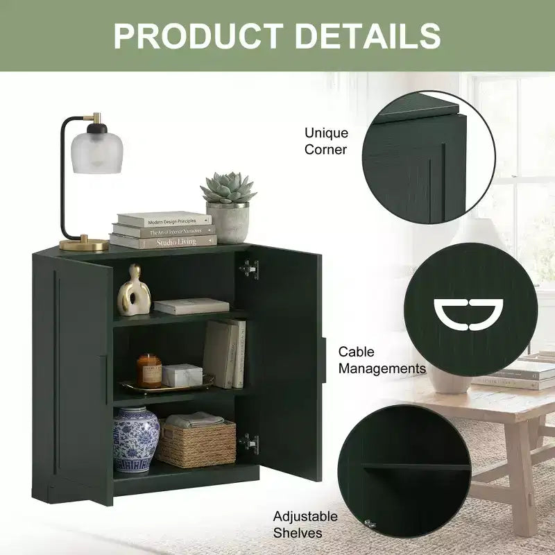 Mobile ad Angolo Dovelina con Ripiani Regolabili Credenza Buffet Vetrinetta Vino Mobile da Cucina e Sala da Pranzo con Ante in Legno - 31H x 31W, 36H x 31W