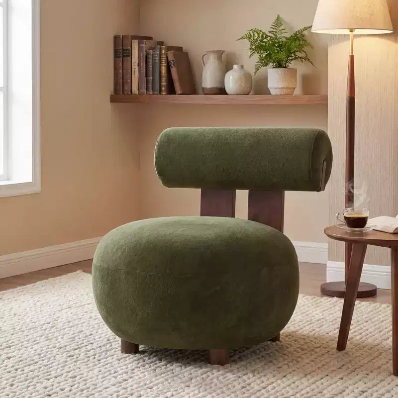 Christopher Knight Home Chariya Poltrona Accent Moderna in Velluto con Struttura in Legno di Gomma e Schienale Cilindrico