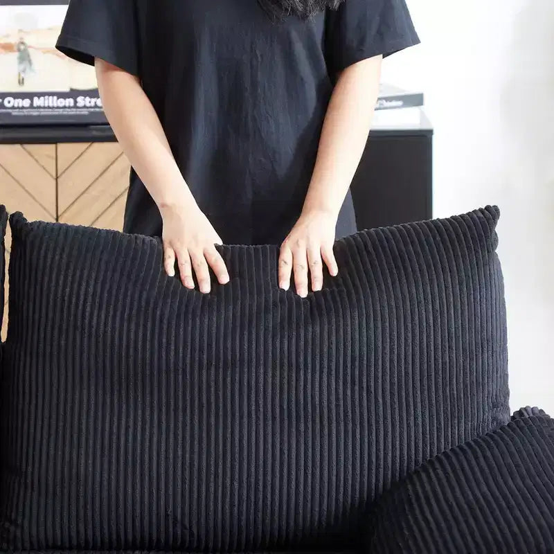 Divano Letto Convertibile in Velluto a Coste 3-in-1 con Letto Estraibile 64.5