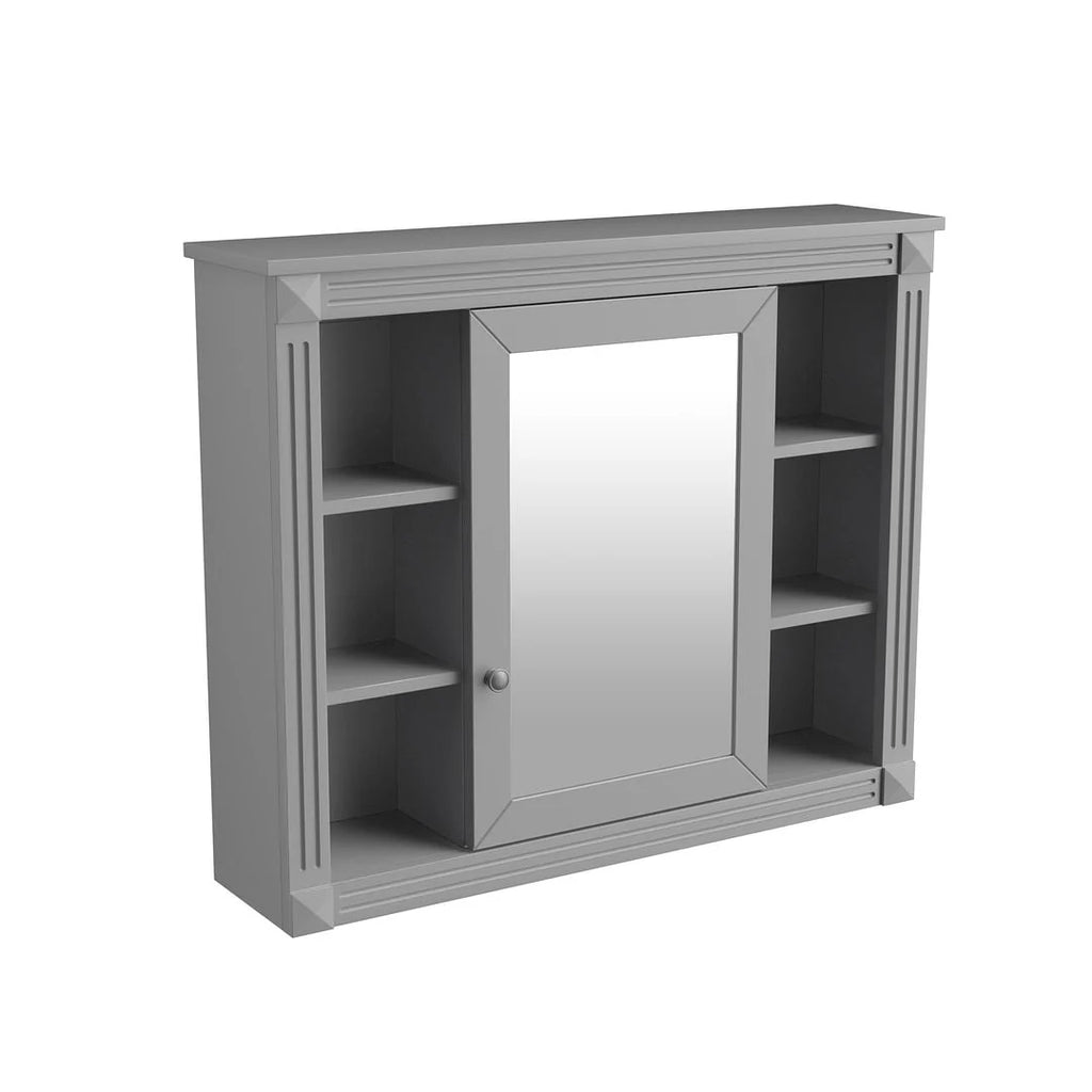 Mobile Bagno Moderno da 90cm con Lavabo Integrato e Specchiera, 2 Ante e 2 Cassetti