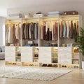Besiost Set di 4 organizer per armadio con cassetti in legno e aste appendiabiti