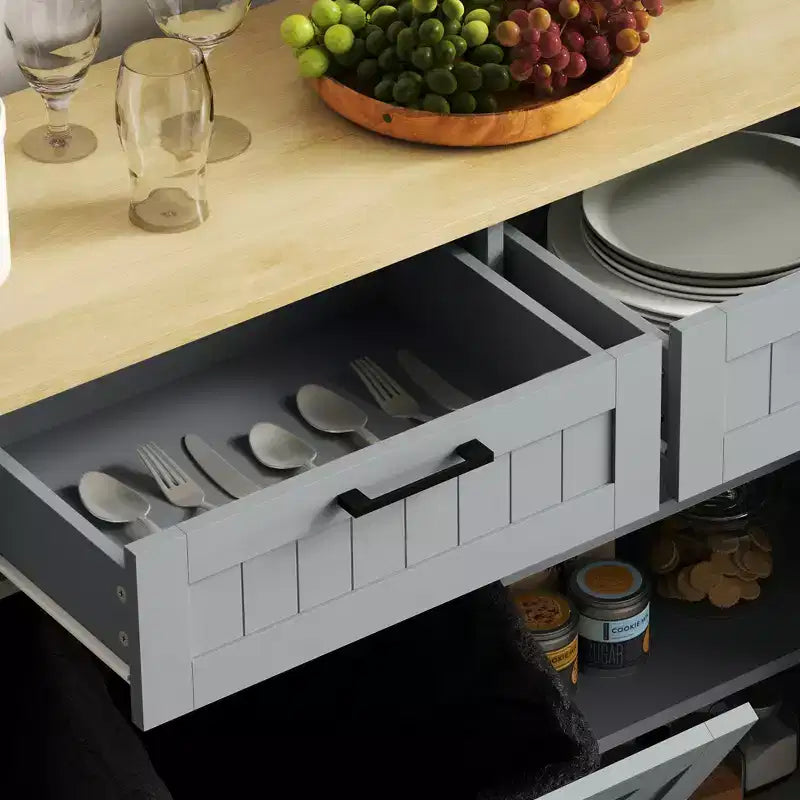 Mobiletto portarifiuti a scomparsa HOMCOM con cassetti, mobiletto da cucina in stile rustico con pattumiera nascosta