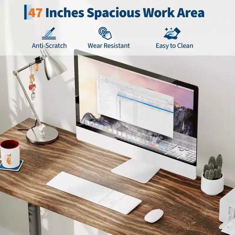 Scrivania per computer da 47 pollici con 5 cassetti, tavolo da studio/scrittura moderno rustico reversibile, workstation per ufficio domestico per piccoli spazi